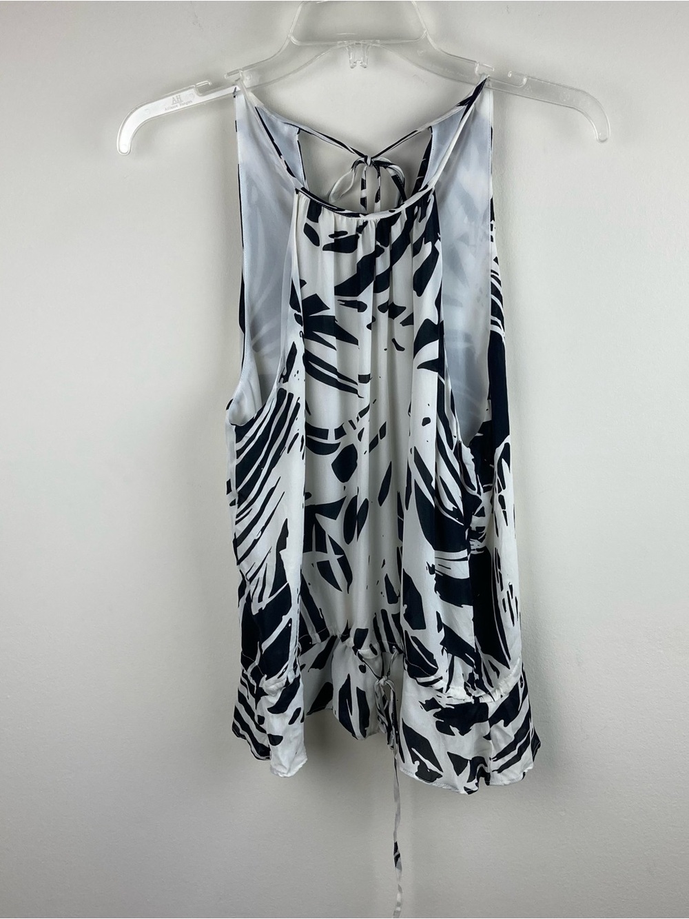 Parker Black & White Abstract Tie-Back Camisole silk size small